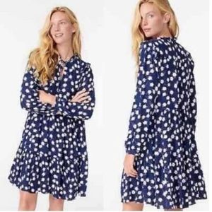 J. Crew Dresses Jcrew Tie-Neck Womens Tiered Dress In Scattered Peony Print M